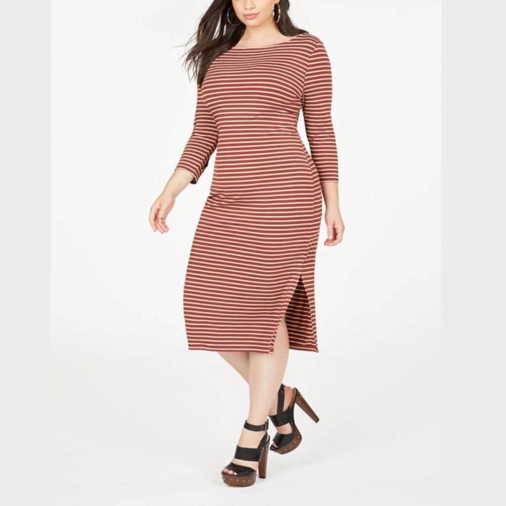 Boatneck Striped Midi Dress - Size XXL